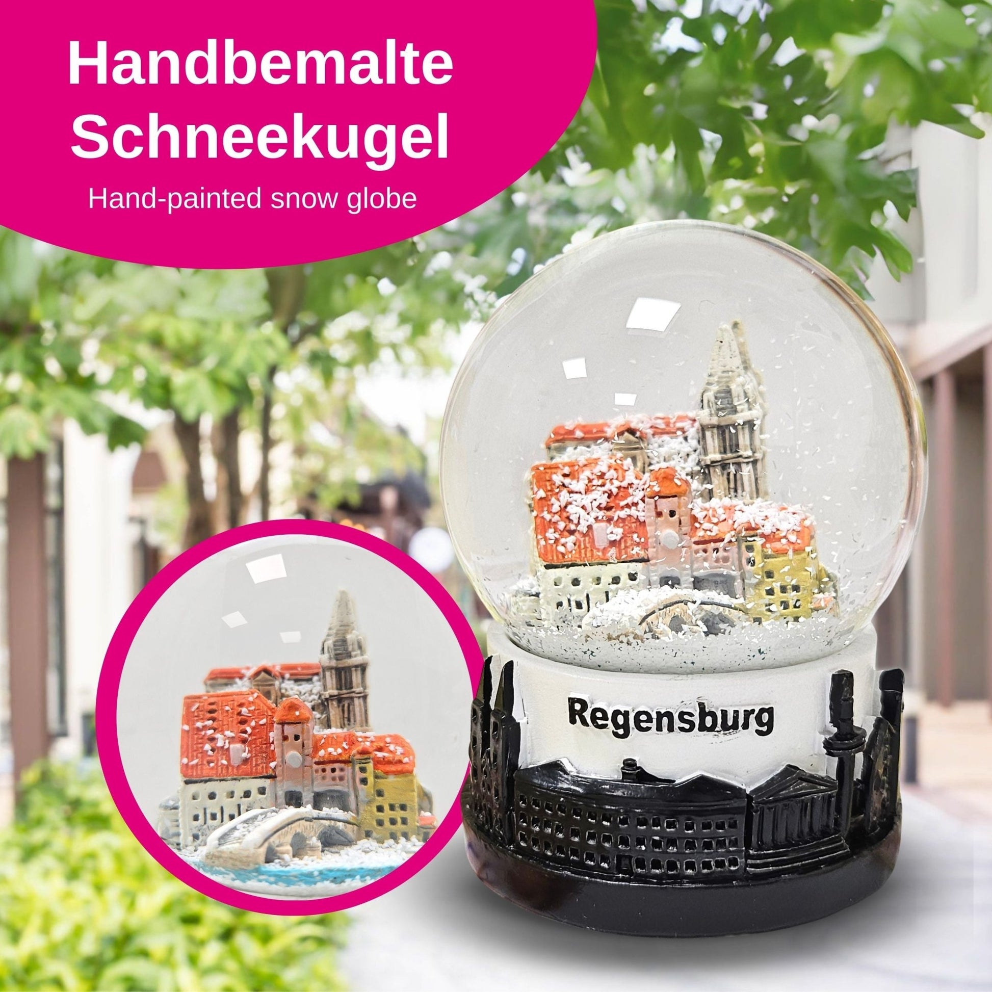 Souvenir Schneekugel Regensburg Steinerne Brücke und Dom 65mm Durchmesser - Schneekugelhaus