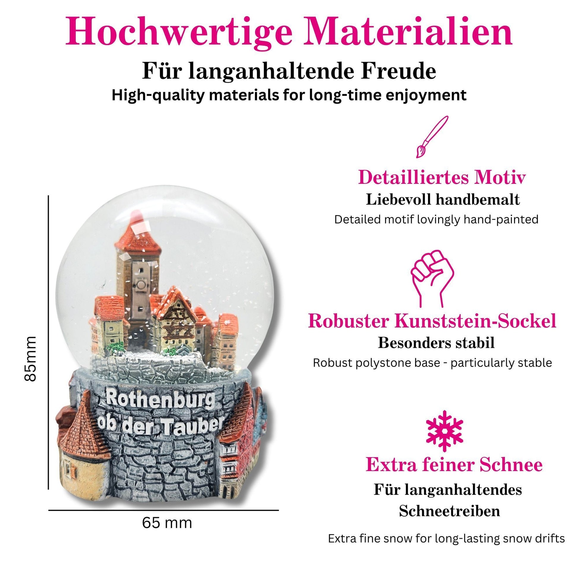 Souvenir Schneekugel Rothenburg o d T. Plönlein 65mm Durchmesser - Schneekugelhaus