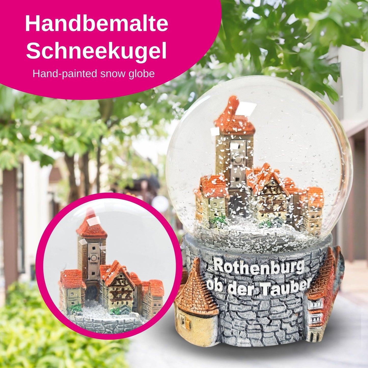 Souvenir Schneekugel Rothenburg o d T. Plönlein 65mm Durchmesser - Schneekugelhaus