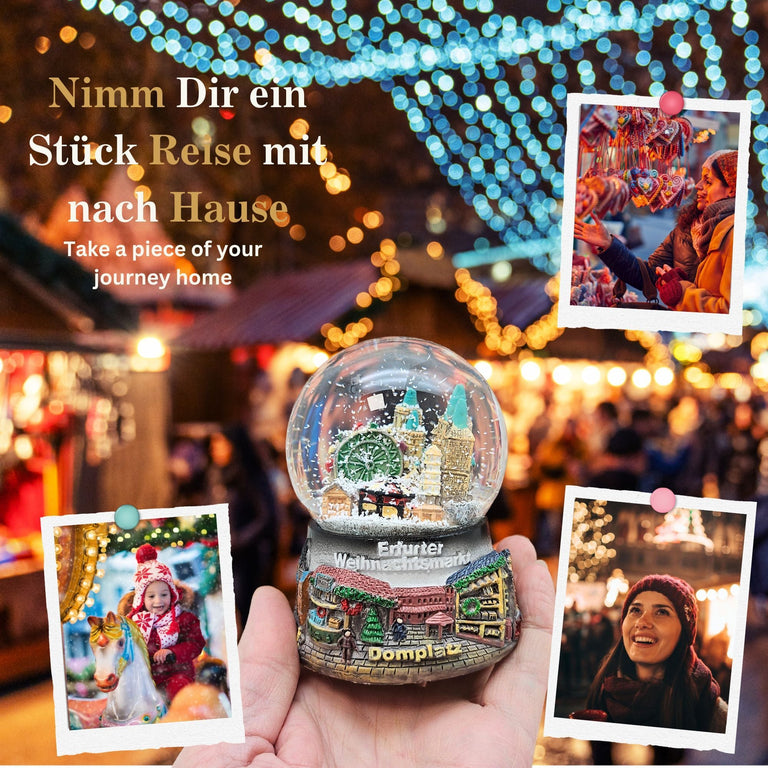 Souvenir Schneekugel Weihnachtsmarkt Erfurt B: 6,5 H: 8,5 - Schneekugelhaus