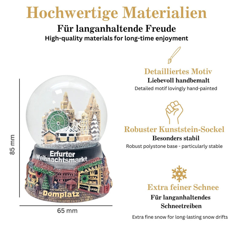 Souvenir Schneekugel Weihnachtsmarkt Erfurt B: 6,5 H: 8,5 - Schneekugelhaus