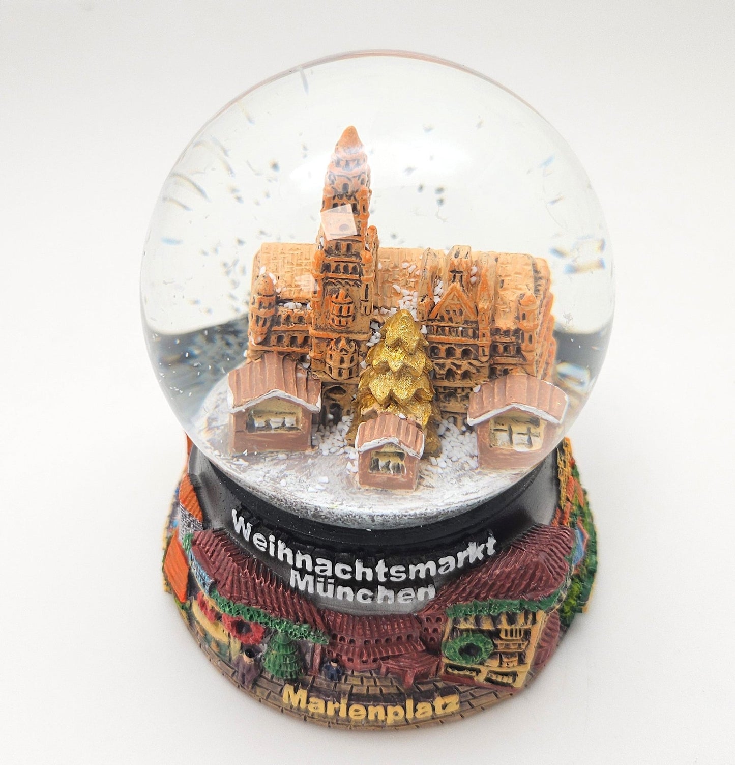 Souvenir Schneekugel Weihnachtsmarkt München Rathaus B: 6,5 H: 8,5 - Schneekugelhaus