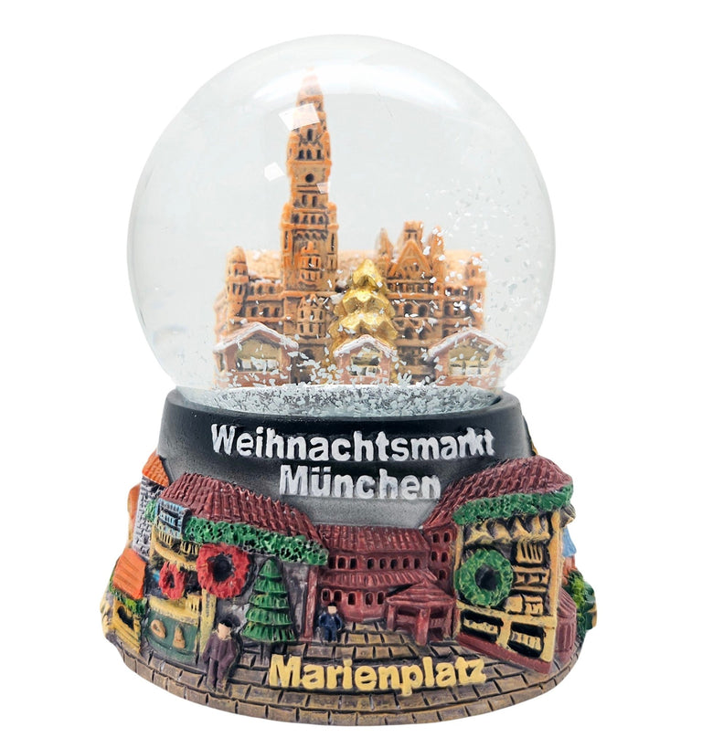 Souvenir Schneekugel Weihnachtsmarkt München Rathaus B: 6,5 H: 8,5 - Schneekugelhaus