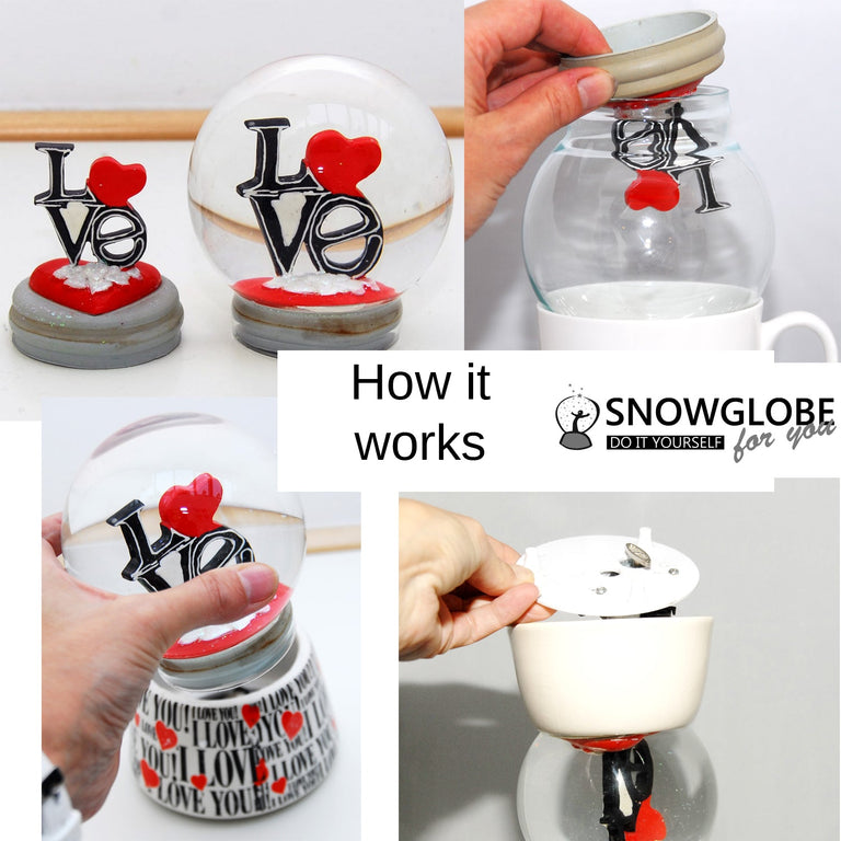 65mm-Do-it-Yourself Schneekugel mit Glas und Sockel Hüttengruß Bastelset - Schneekugelhaus